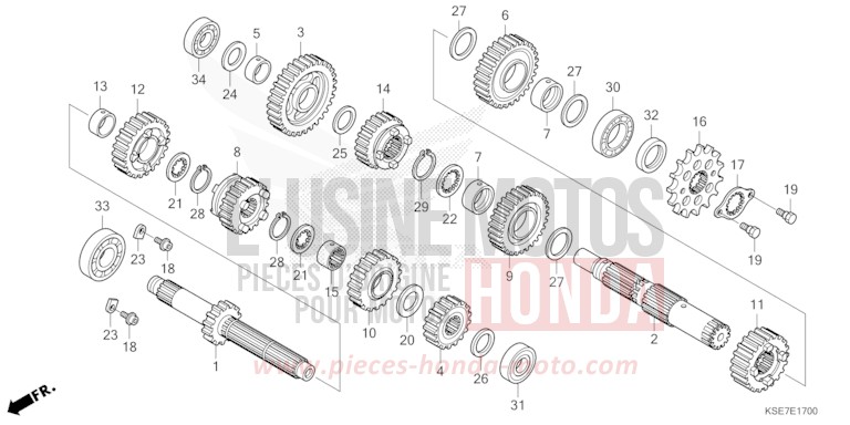 GETRIEBE von CRF150R "Big Wheels" EXTREME RED (R292) von 2022